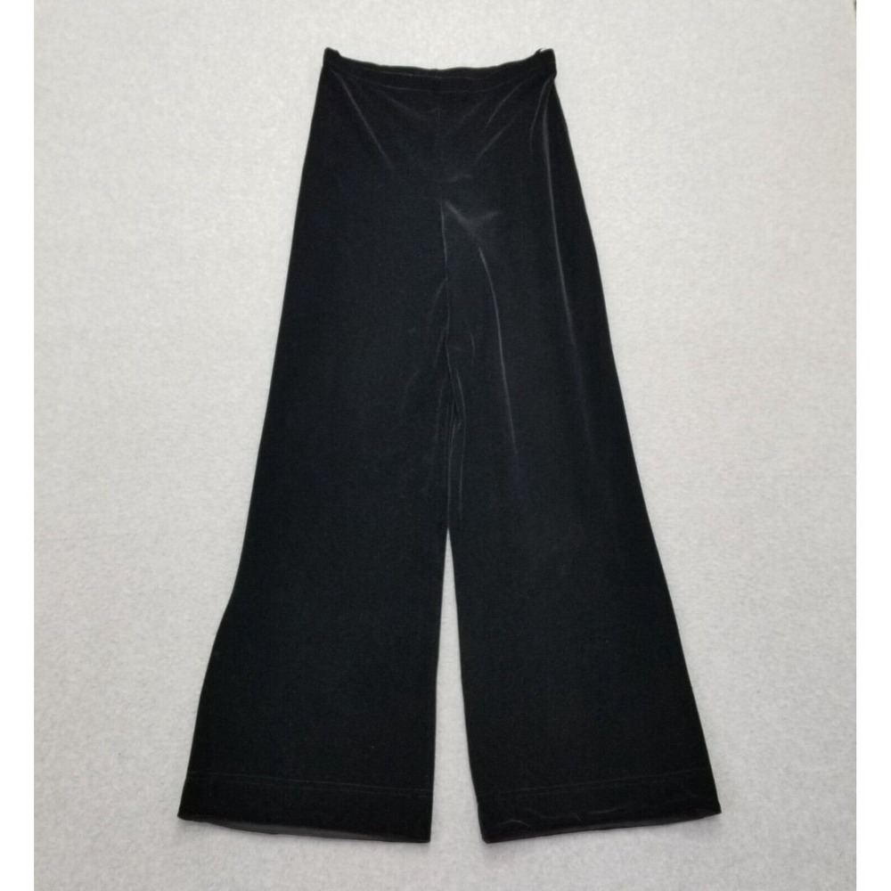 Vintage‎ Tadashi Shoji Pants Womens Small Black Velour Flared 26x30
